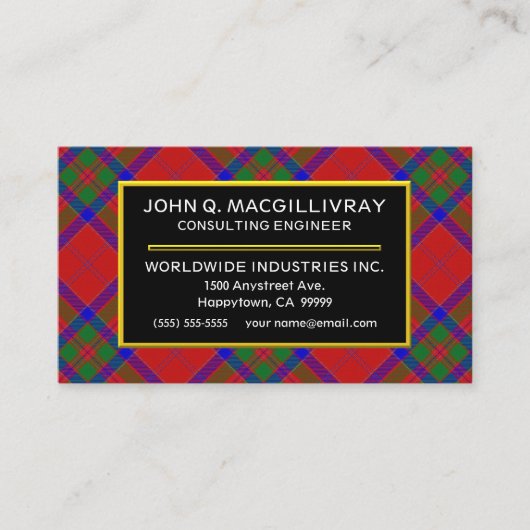 Scottish Clan MacGillivray Tartan Kariert Visitenkarte (Vorderseite)