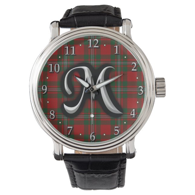 Scottish Clan MacGregor Monogram Tartan Armbanduhr (Vorderseite)