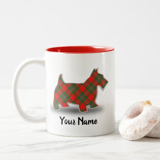 Scottish Clan MacGregor Tartan Scottish Terrier Zweifarbige Tasse (Mit Donut)