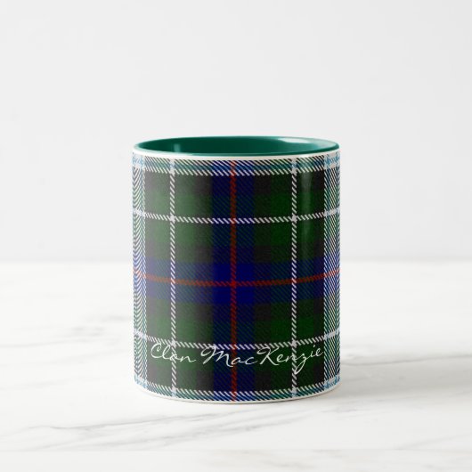 Scottish Clan MacKenzie Dress Tartan Designer Tass Zweifarbige Tasse (Mittel)