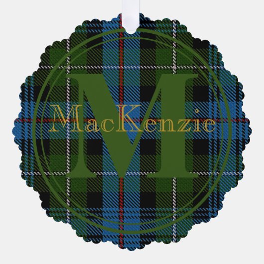 Scottish Clan MacKenzie Tartan Gold Name-Initial Ornament Karte (Vorderseite)