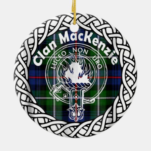 Scottish Clan MacKenzie Tartan und Wappen Keramik Ornament (Hinten)
