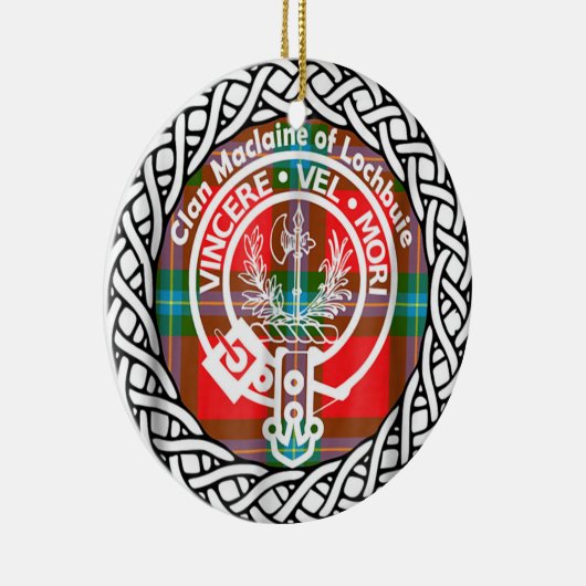 Scottish Clan Maclaine of Lochbuie Tartan and Cres Keramik Ornament (Rechts)
