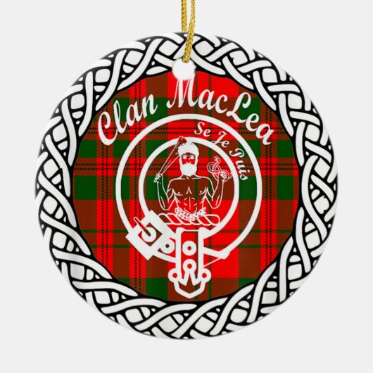 Scottish Clan Maclea Tartan und Wappen Keramik Ornament (Vorne)