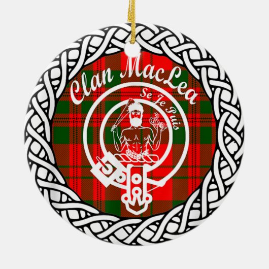 Scottish Clan Maclea Tartan und Wappen Keramik Ornament (Hinten)