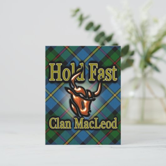 Scottish Clan MacLeod Hold Fast Tartan Postkarte (Stehend Vorderseite)