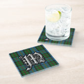 Scottish Clan MacLeod Letter M Monogram Tartan Glasuntersetzer (Schrägansicht)