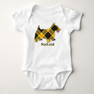Scottish Clan MacLeod Tartan Scottie Dog Baby Strampler