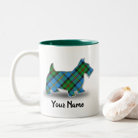 Scottish Clan MacLeod Tartan Scottish Terrier Zweifarbige Tasse (Mit Donut)