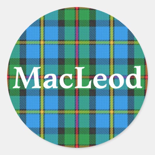 Scottish Clan MacLeod von Harris Tartan Kariert Runder Aufkleber (Vorderseite)