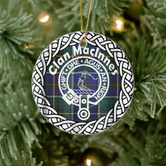 Scottish Clan Maclnnes Tartan und Wappen Keramik Ornament (Baum)