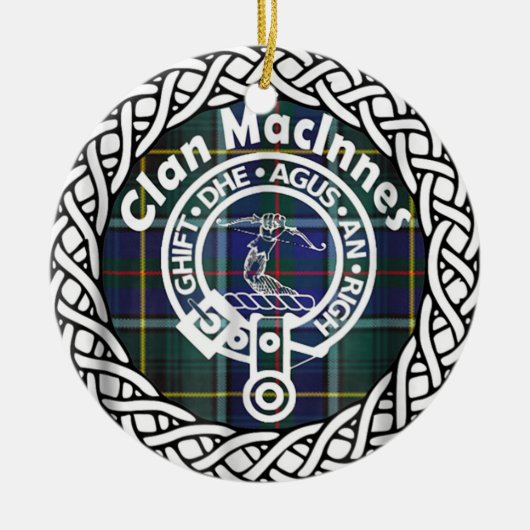 Scottish Clan Maclnnes Tartan und Wappen Keramik Ornament (Vorne)