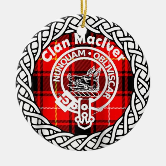 Scottish Clan Maclver Tartan und Wappen Keramik Ornament (Vorne)