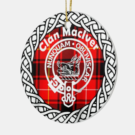 Scottish Clan Maclver Tartan und Wappen Keramik Ornament (Links)