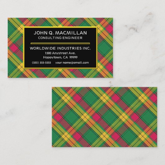 Scottish Clan MacMillan Tartan Kariert Visitenkarte (Vorne/Hinten)