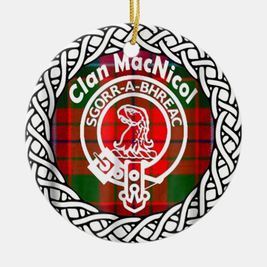 Scottish Clan MacNicol Tartan und Wappen Keramik Ornament (Vorne)