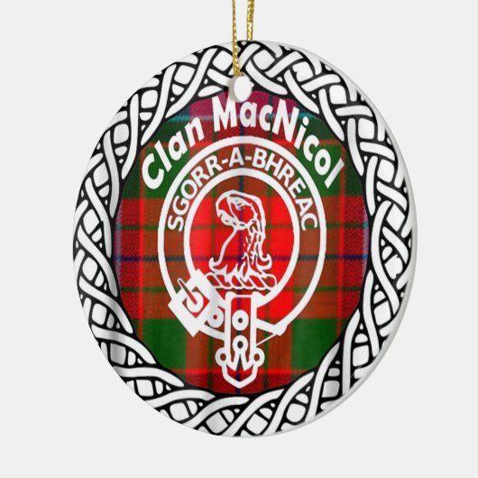 Scottish Clan MacNicol Tartan und Wappen Keramik Ornament (Links)