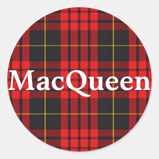 Scottish Clan MacQueen Tartan Kariert Runder Aufkleber (Vorderseite)