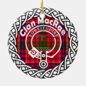 Scottish Clan MacRae Tartan und Wappen Keramik Ornament (Hinten)