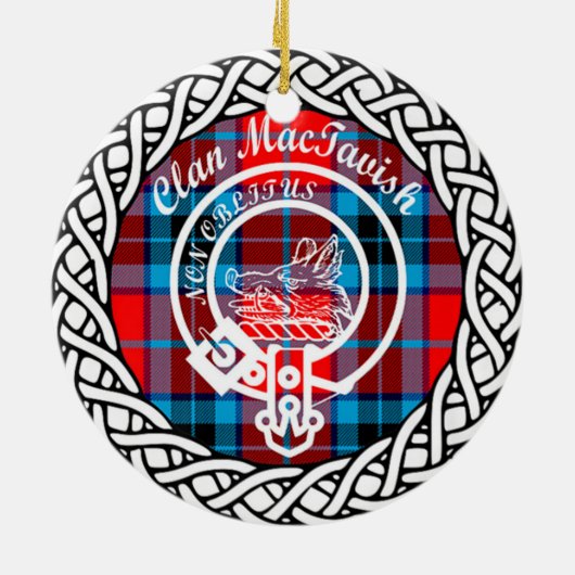 Scottish Clan MacTavish Tartan und Wappen Keramik Ornament (Hinten)