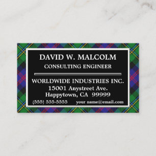Scottish Clan Malcolm Tartan Kariert Visitenkarte