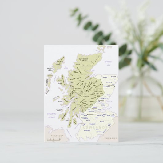 Scottish Clan Map of Scotland Postkarte (Stehend Vorderseite)