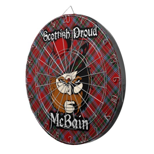 Scottish Clan McBain MacBain Tartan Dartboard Dartscheibe (Vorderseite rechts)