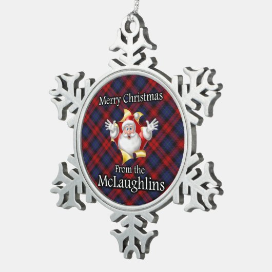 Scottish Clan McLaughlin MacLachlan Weihnachten Schneeflocken Zinn-Ornament (Rechts)