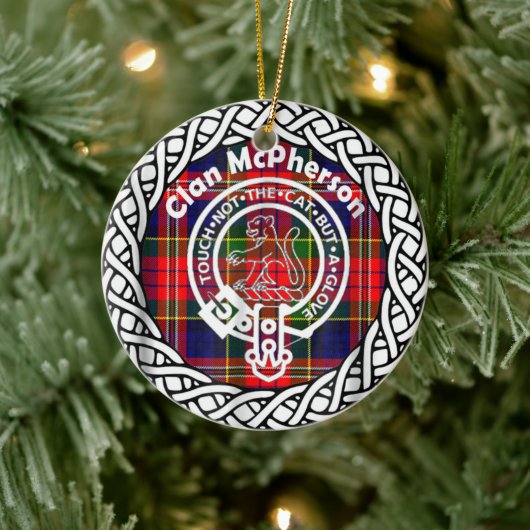 Scottish Clan McPherson Tartan und Wappen Keramik Ornament (Baum)
