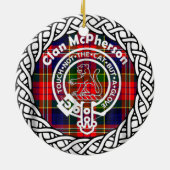 Scottish Clan McPherson Tartan und Wappen Keramik Ornament (Hinten)