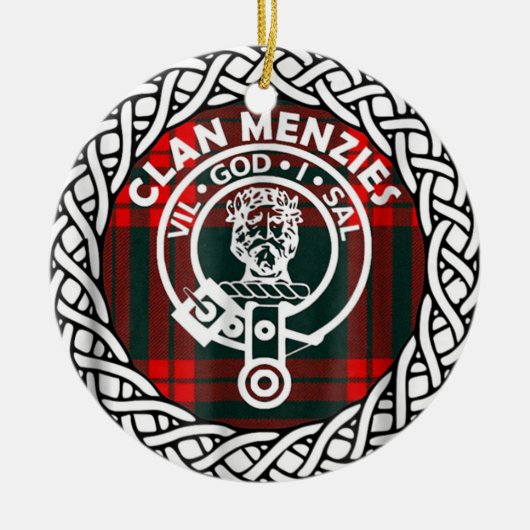 Scottish Clan Menzies Tartan und Wappen Keramik Ornament (Vorne)