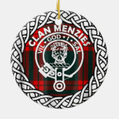 Scottish Clan Menzies Tartan und Wappen Keramik Ornament (Hinten)