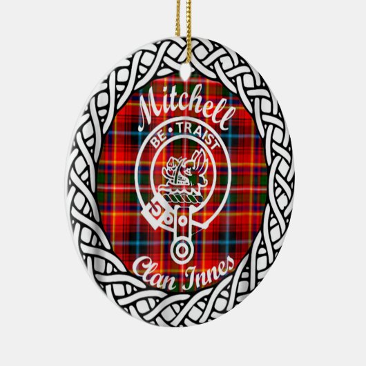 Scottish Clan Mitchell Tartan und Wappen Keramik Ornament (Rechts)