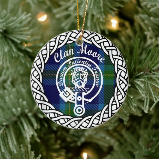 Scottish Clan Moore Tartan und Wappen Keramik Ornament (Baum)