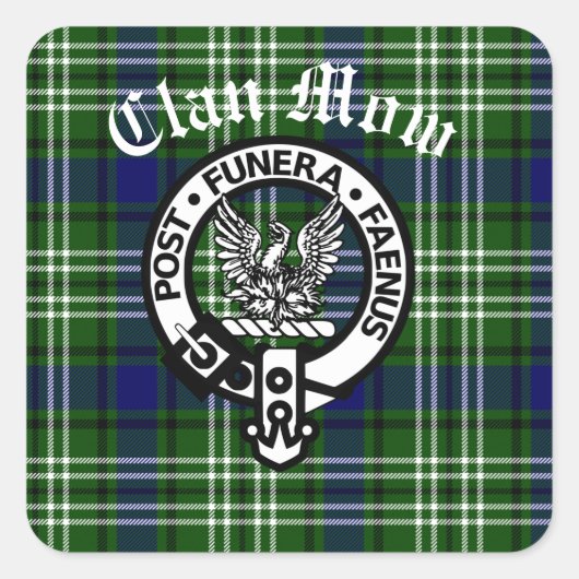 Scottish Clan Mow Wappen & Tartan Quadratischer Aufkleber (Vorderseite)