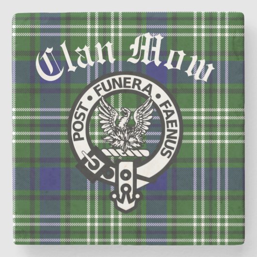 Scottish Clan Mow Wappen & Tartan Steinuntersetzer (Vorderseite)