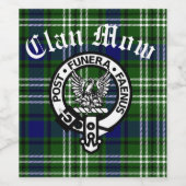 Scottish Clan Mow Wappen & Tartan Weinetikett (Einzelnes Label)