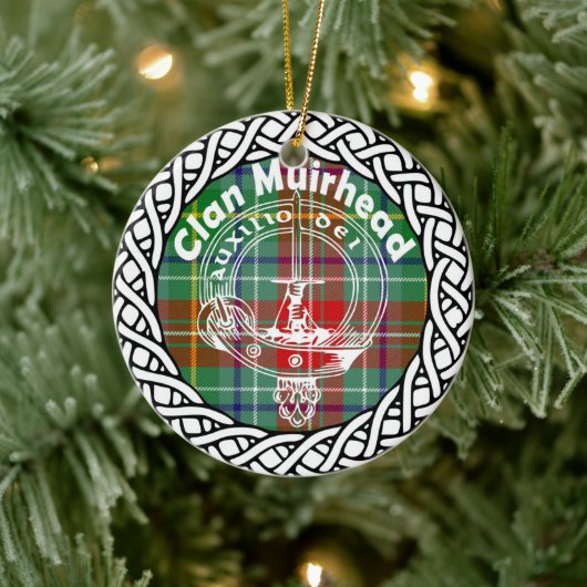 Scottish Clan Muirhead Tartan und Wappen Keramik Ornament (Baum)