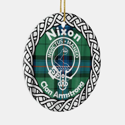 Scottish Clan Nixon Tartan und Wappen Keramik Ornament (Rechts)