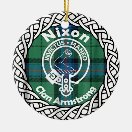 Scottish Clan Nixon Tartan und Wappen Keramik Ornament (Vorne)