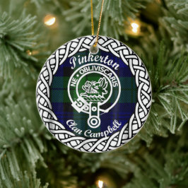 Scottish Clan Pinkerton Tartan und Wappen Keramik Ornament