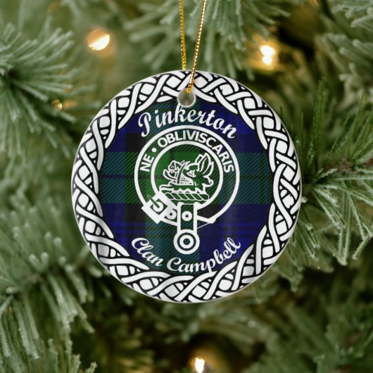 Scottish Clan Pinkerton Tartan und Wappen Keramik Ornament (Baum)