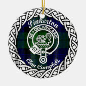 Scottish Clan Pinkerton Tartan und Wappen Keramik Ornament (Vorne)