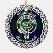 Scottish Clan Pinkerton Tartan und Wappen Keramik Ornament (Hinten)