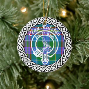 Scottish Clan Ralston Tartan und Wappen Keramik Ornament