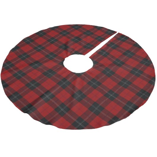 Scottish Clan Ramsay Ramsey Red Black Tartan Polyester Weihnachtsbaumdecke (Schrägansicht)
