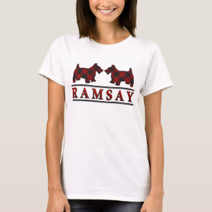 Scottish Clan Ramsay Tartan Scottie Dogs T-Shirt