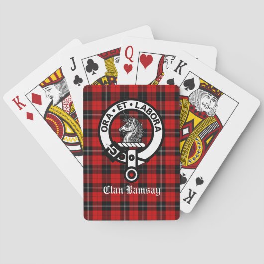 Scottish Clan Ramsay Wappen Abzeichen & Tartan Cus Spielkarten (Rückseite)