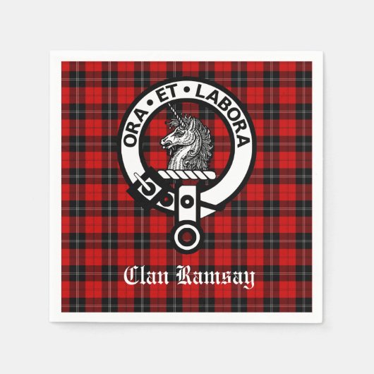 Scottish Clan Ramsay Wappen Abzeichen & Tartan Serviette (Vorderseite)