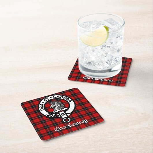 Scottish Clan Ramsay Wappen & Tartan Customizable Rechteckiger Pappuntersetzer (Vor Ort)